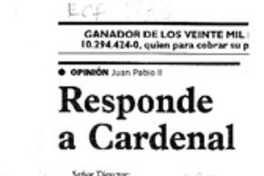 Responde a Cardenal  [artículo] Iván Carrasco Gómez.