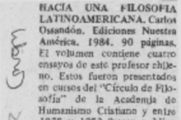 Hacia una filosofía latinoamericana