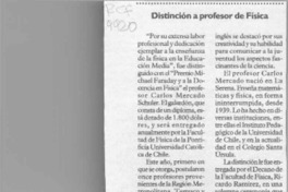 Distinción a profesor de Física  [artículo].