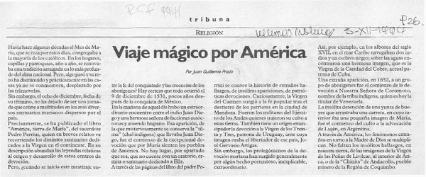 Viaje mágico por América  [artículo] Juan Guillermo Prado.