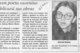 Joven poeta osornino publicará sus obras  [artículo].