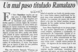 Un mal paso titulado "Ramalazo"  [artículo] José María Madrigal.