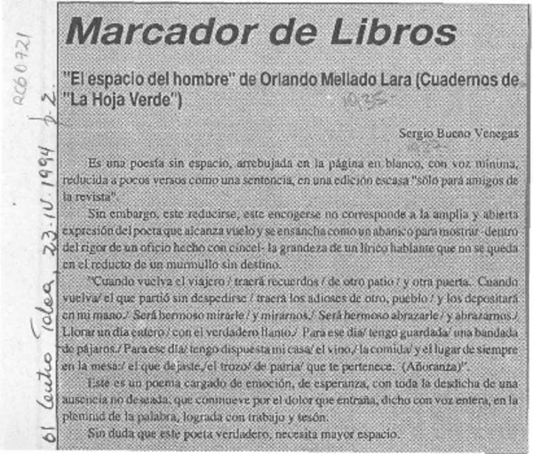 Marcador de libros  [artículo] Sergio Bueno Venegas.