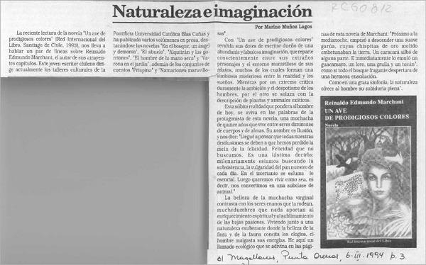 Naturaleza e imaginación  [artículo] Marino Muñoz Lagos.