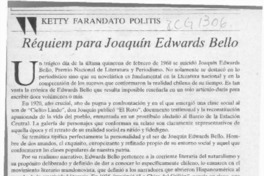 Réquiem para Joaquín Edwards Bello  [artículo] Ketty Farandato Politis.