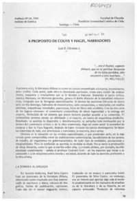 A propósito de Couve y Hagel, narradores  [artículo] Luis E. Cécéreu L.