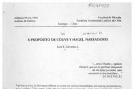 A propósito de Couve y Hagel, narradores  [artículo] Luis E. Cécéreu L.