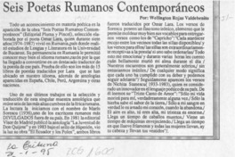 Seis poetas rumanos contemporáneos  [artículo] Wellington Rojas Valdebenito.