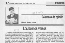 Los buenos versos  [artículo] Marino Muñoz Lagos.