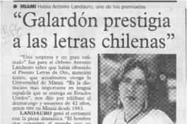 "Galardón prestigia a las letras chilenas"  [artículo].