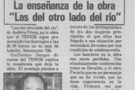 La Enseñanza de la obra "Las del otro lado del río" La Enseñanza de la obra "Las del otro lado del río"
