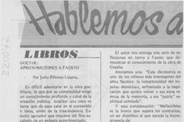 "Goethe, aproximaciones a Fausto"