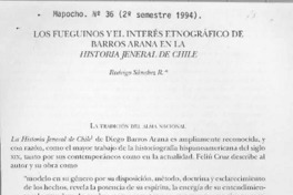 Los fueguinos y el interés etnográfico de Barros Arana en La Historia Jeneral de Chile  [artículo] Rodrigo Sánchez R.
