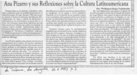 Ana Pizarro y sus reflexiones sobre la cultura latinoamericana  [artículo] Wellington Rojas Valdebenito.