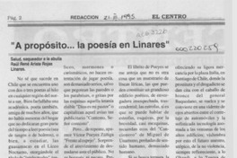 "A propósito --la poesía en Linares" "A propósito --la poesía en Linares"