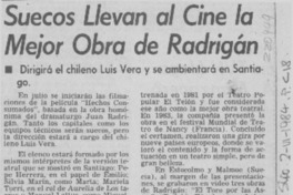 Suecos llevan al cine la mejor obra de Radrigán Suecos llevan al cine la mejor obra de Radrigán