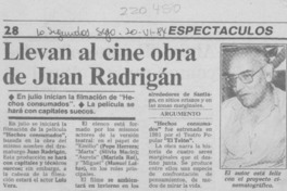 Llevan al cine obra de Juan Radrigán Llevan al cine obra de Juan Radrigán
