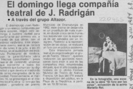 El Domingo llega compañía teatral de J. Radrigán El Domingo llega compañía teatral de J. Radrigán