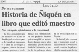 Historia de Ñiquén en libro que editó maestro  [artículo].