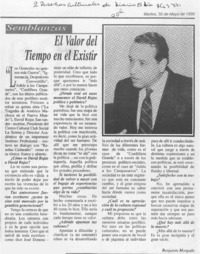 El valor del tiempo en el existir  [artículo] Benjamín Morgado.