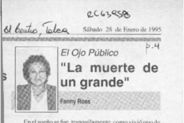 "La muerte de un grande"  [artículo] Fanny Ross.