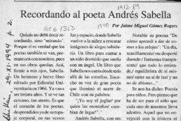 Recordando al poeta Andrés Sabella Recordando al poeta Andrés Sabella