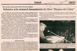 Solemne acto enmarcó lanzamiento de libro "Huasco de cobre" Solemne acto enmarcó lanzamiento de libro "Huasco de cobre"