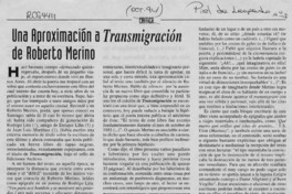 Una aproximación a "Transmigración", de Roberto Merino  [artículo] Dicky Hogge.
