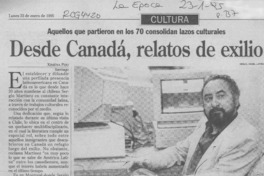 Desde Canadá, relatos de exilio  [artículo] Ximena Poo.