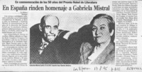 En España rinden homenaje a Gabriela Mistral  [artículo].