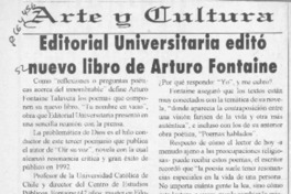 Editorial Universitaria editó nuevo libro de Arturo Fontaine  [artículo].