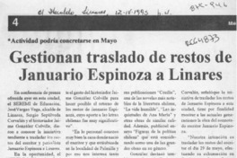 Gestionan traslado de restos de Januario Espinosa a Linares Gestionan traslado de restos de Januario Espinosa a Linares