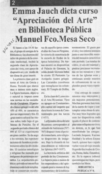Emma Jauch dicta curso "Apreciación del arte" en Biblioteca Pública Manuel Fco. Mesa Seco Emma Jauch dicta curso "Apreciación del arte" en Biblioteca Pública Manuel Fco. Mesa Seco