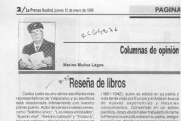 Reseña de libros  [artículo] Marino Muñoz Lagos.