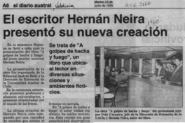 El Escritor Hernán Neira presentó su nueva creación  [artículo].