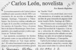 Carlos León, novelista  [artículo] Ramón Riquelme.