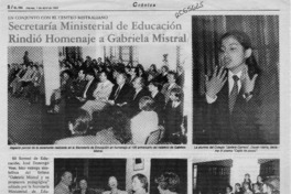 Secretaría Ministerial de Educación rindió homenaje a Gabriela Mistral  [artículo].
