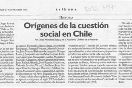 Orígenes de la cuestión social en Chile  [artículo] Sergio Martínez Baeza.