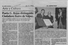 Poeta G. Rojas distinguido ciudadano ilustre de Valpso.  [artículo].