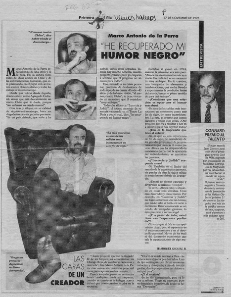 Marco Antonio de la Parra "He recuperado mi humor negro"  [artículo] Mireya Seguel B.
