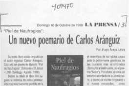 Un nuevo poemario de Carlos Aránguiz  [artículo] Hugo Araya Leiva