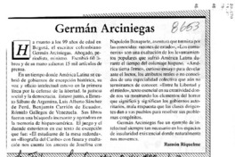 Germán Arciniegas  [artículo] Ramón Riquelme