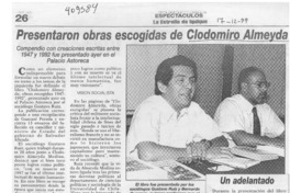 Presentaron obras escogidas de Clodomiro Almeyda Presentaron obras escogidas de Clodomiro Almeyda