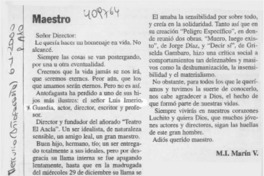 Maestro  [artículo] M. I. Marín V.