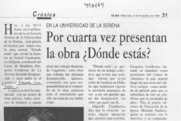 Por cuarta vez presentan la obra ¿Dónde estás?  [artículo]