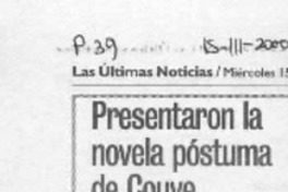 Presentaron la novela póstuma de Couve  [artículo]