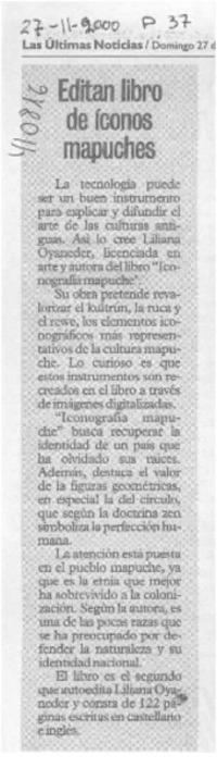 Editan libro de íconos mapuches  [artículo]
