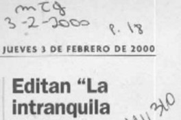 Editan "La vida intranquila" Editan "La vida intranquila"