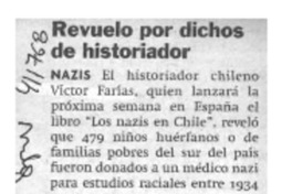 Revuelo por dichos de historiador  [artículo]