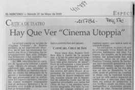 Hay que ver "Cinema utoppia" Hay que ver "Cinema utoppia"